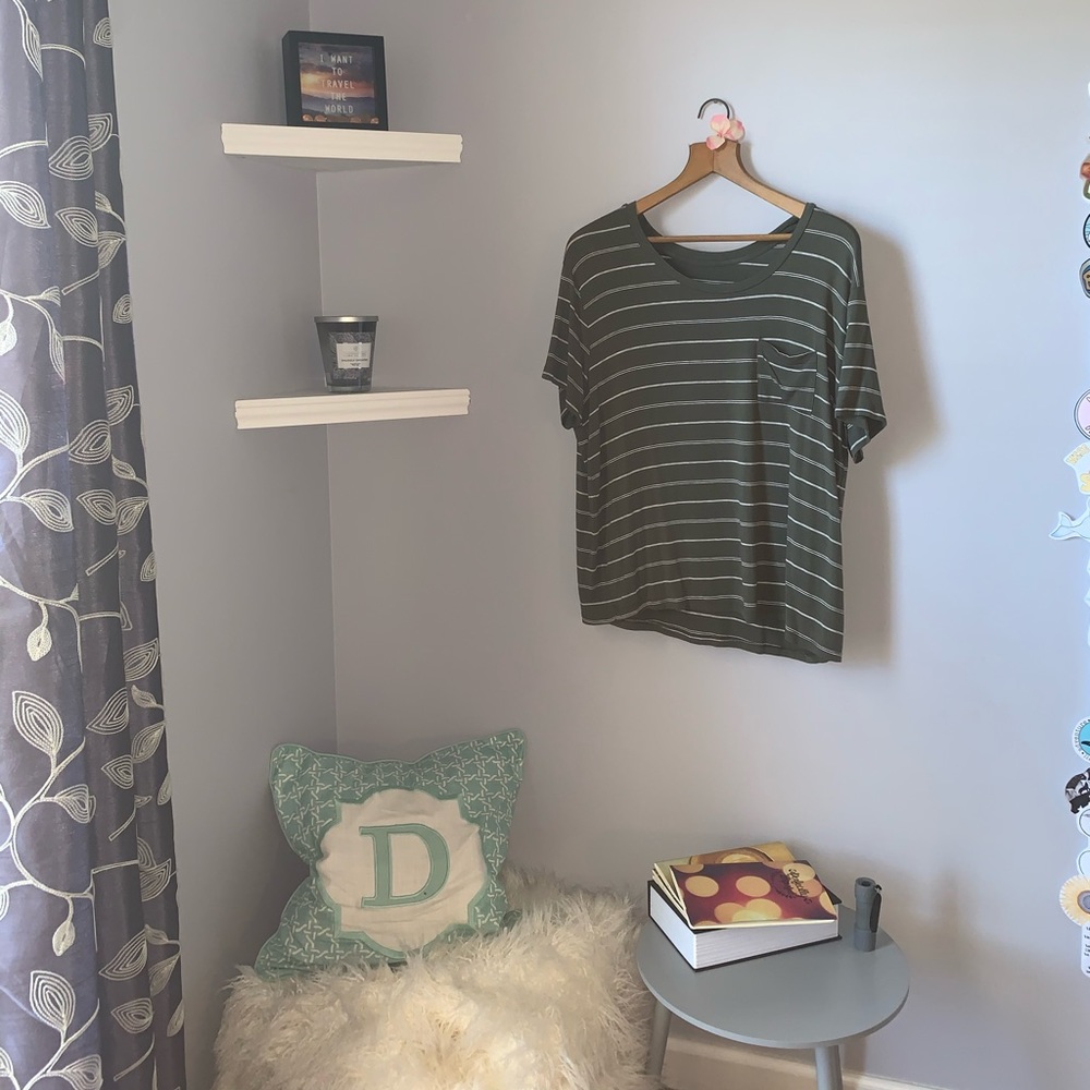 Navy green and white striped shirt!!